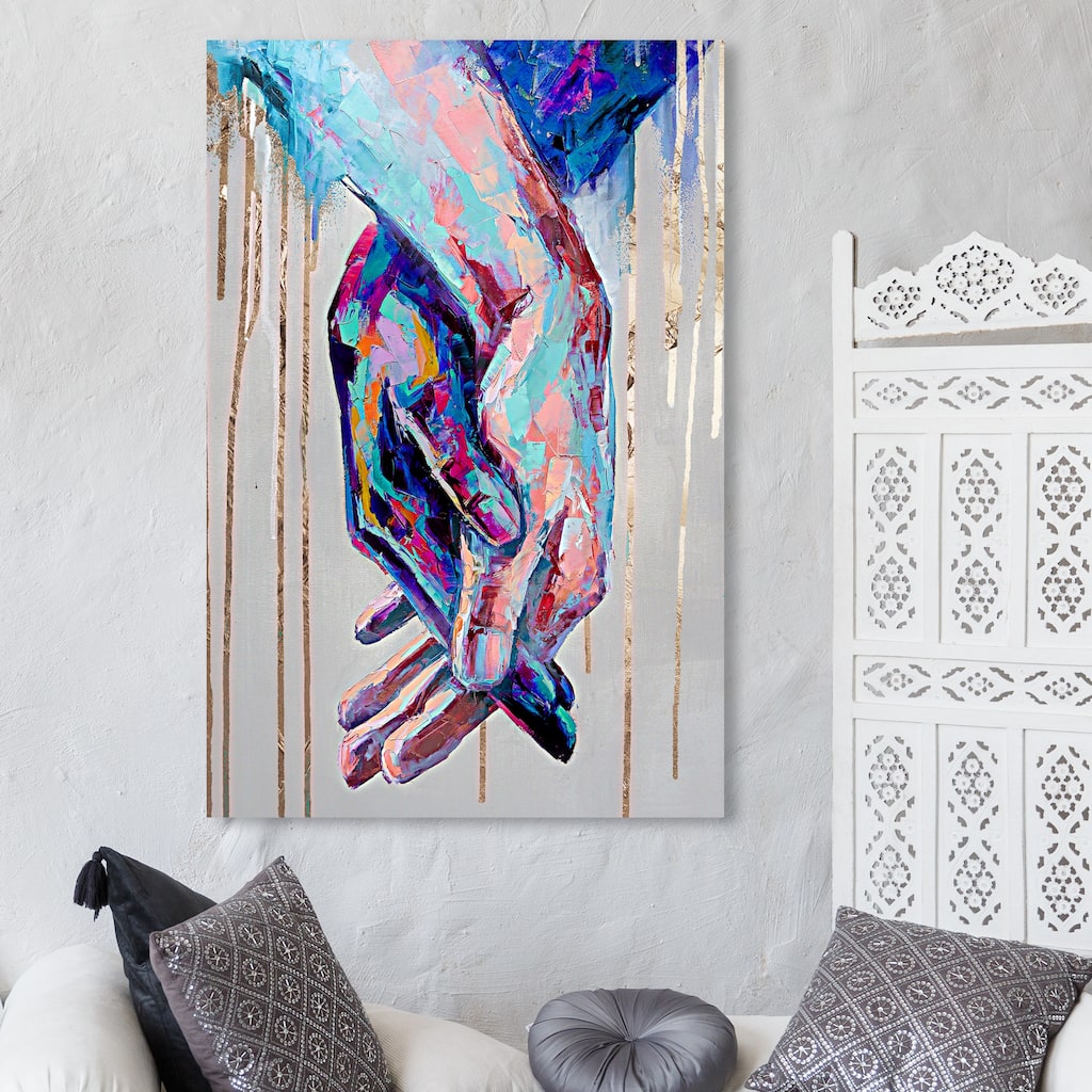 Oliver Gal 'Always Together' Abstract Wall Art Canvas Print Paint - Gold, White