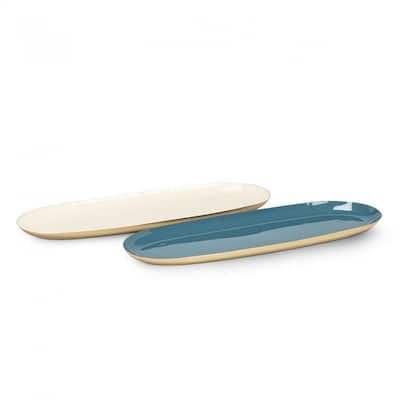 Set Of 2 Assorted Color Oval Trays