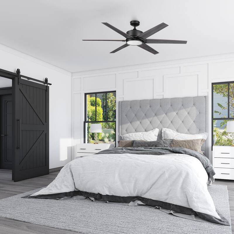 62" Honeywell Talbert Ceiling Fan with Color Changing LED Light, Remote Control, Dual Mounting Options, Dual Finish Blades