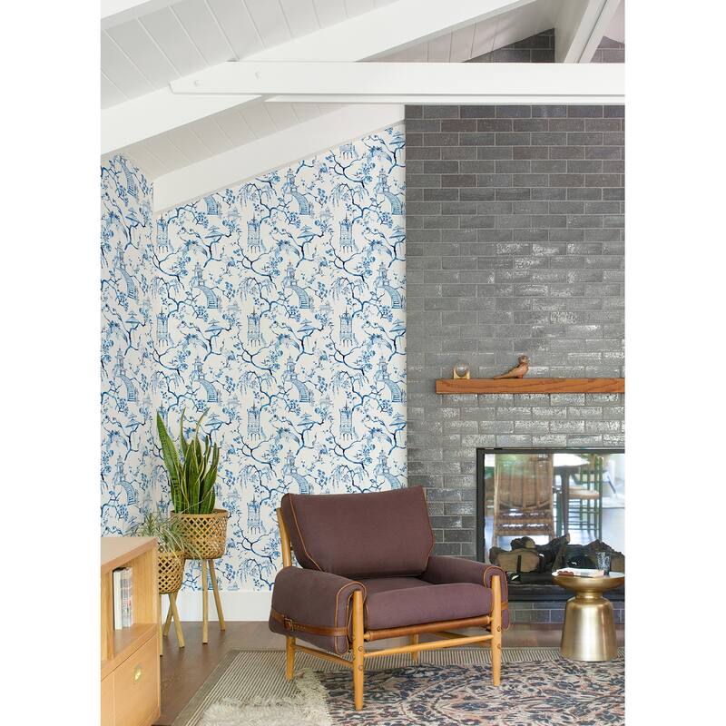 A-Street Prints Serena Blue Chinoiserie Wallpaper