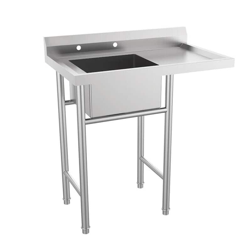 37 in Stainless Steel One Compartment Commercial Utility Sink - N/A