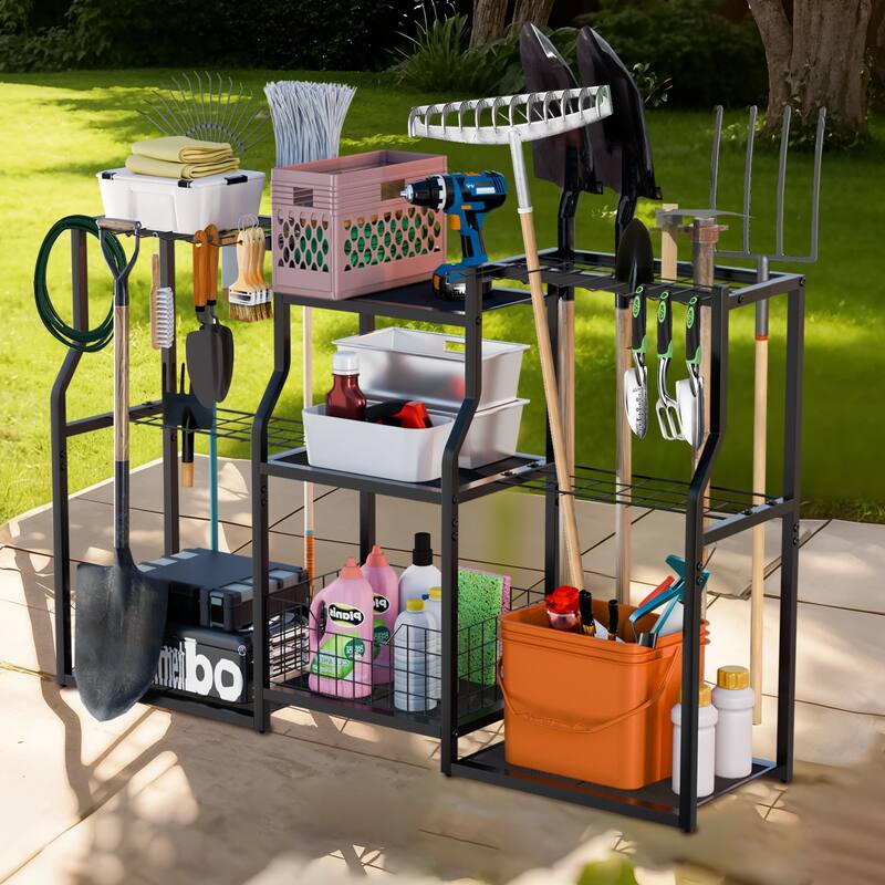 Garden Tool Organizer Stand Organization Yard Tool Racks with wheels