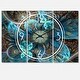 preview thumbnail 2 of 4, Designart 'Fractal Blue Flowers' Modern 3 Panels Large Wall CLock - 36 in. wide x 28 in. high - 3 panels