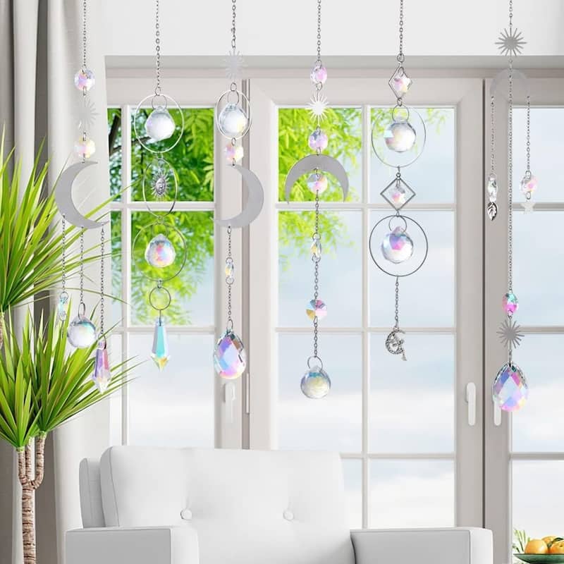6pcs K9 Crystal Suncatcher Indoor Window Outdoor Sun Catcher Hanging Ornament Pendant Home Garden Decoration Holiday Party