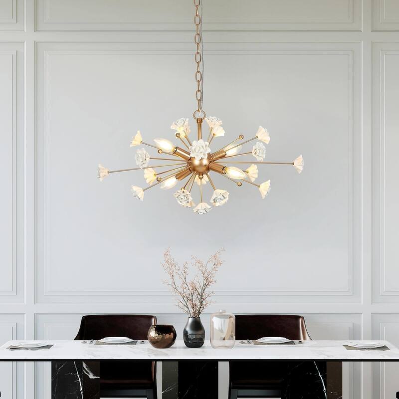 Veitchii Luxury Gold Ceramic Chandelier 4-light Modern Contemporary LED Sputnik Ambient Light