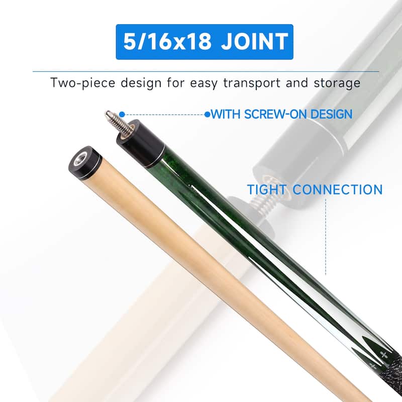 GSE™ Set of 4 Maple Hardwood Billiard Pool Cue Sticks for Men/Women. 58" 2-Piece Pool Cue Set for House or Commercial Use