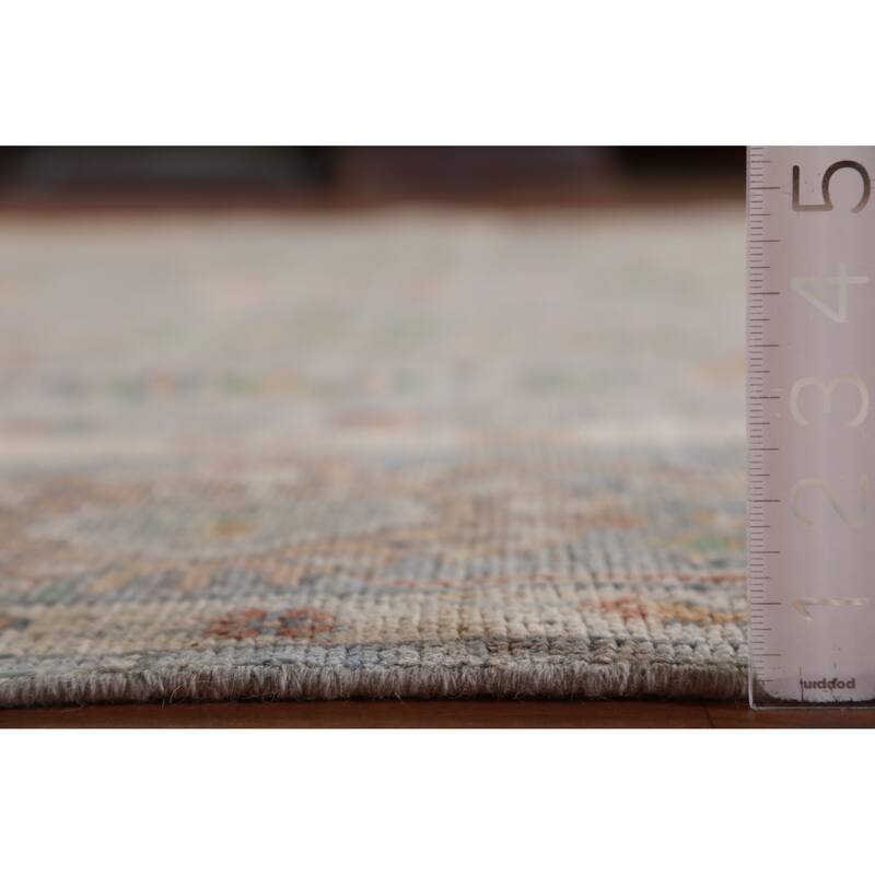 Hand Knotted Oriental 100% Wool Carpet Transitional All-Over Greys & Charcoal Oushak Area Rug - 13' 4'' X 9' 11''