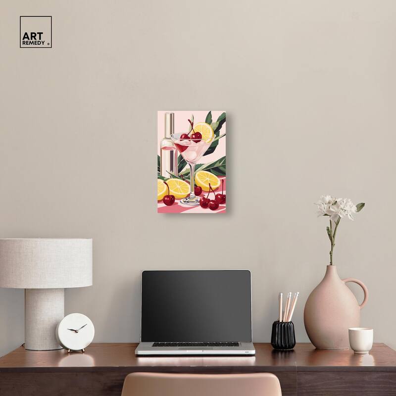 Cherry Lemon Drink Canvas by Art Remedy, Gallery Wrapped