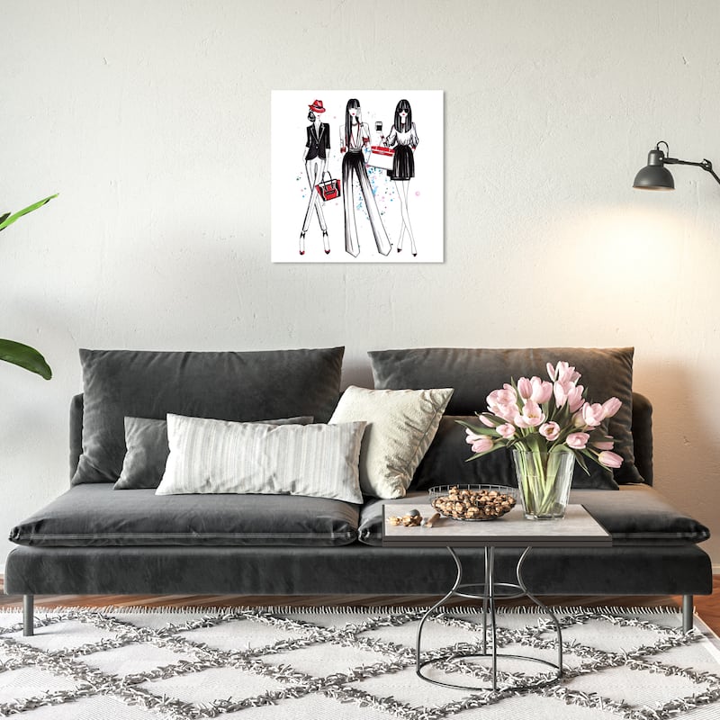 Wynwood Studio Canvas Fashion and Glam Doll Memories - Shopping Spree Black and Glam Wall Art Canvas Print - 20 x 20