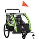 preview thumbnail 2 of 7, Aosom Child Baby Bike Trailer Kids 2 Seater, Bike Stroller Toddler, Green