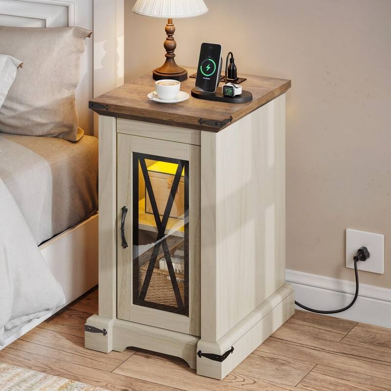 Nightstand with Charging Station - 16.9"D x 13.7"W x 23.5"H