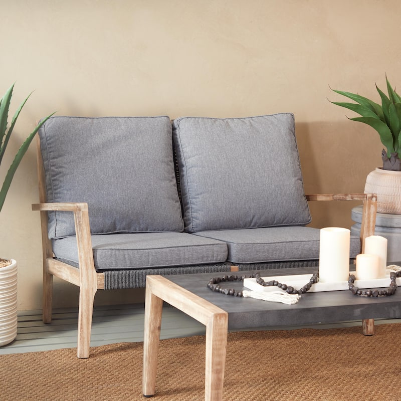 Wood Outdoor Sofa with Cushions - Dark Grey - Roche River Decor