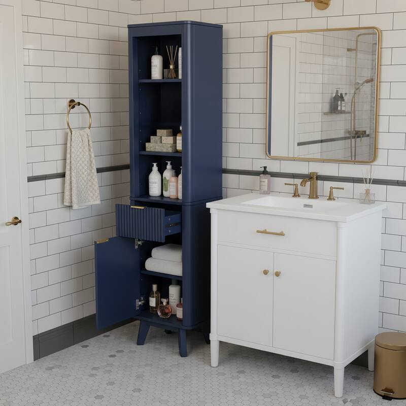 68" H Tall Bathroom Storage Cabinet with Adjustable Shelves and One Drawer & Door, Storage Cabinet for Bathroom, Living Room