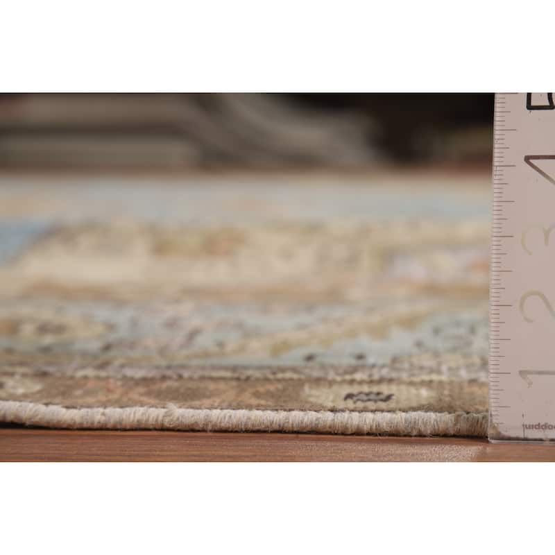 Light Blue Tabriz Persian Vintage Area Rug Handmade Wool Carpet - 9'10" x 12'7"