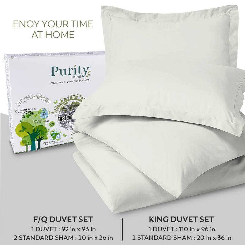 Purity Home Percale 3 Piece Duvet Cover Set
