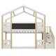 preview thumbnail 11 of 9, Twin over Twin House Shaped Bunk Bed with CPC and White Storage Staircase, Wooden House Bed with Blackboards & Roof - White