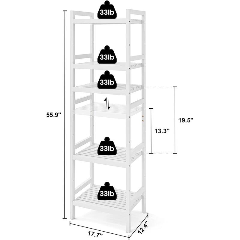 Free Standing Bamboo Bookshelf Organizer,Thick Bookcase Storage Shelving,Rust Resistance,Easy Assemble