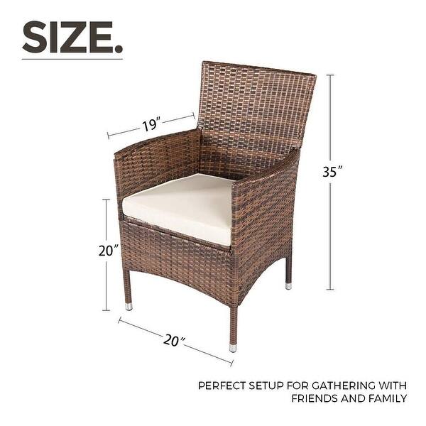 dimension image slide 0 of 2, Navi 5-piece Outdoor Wicker Square Dining Table Set by Havenside Home