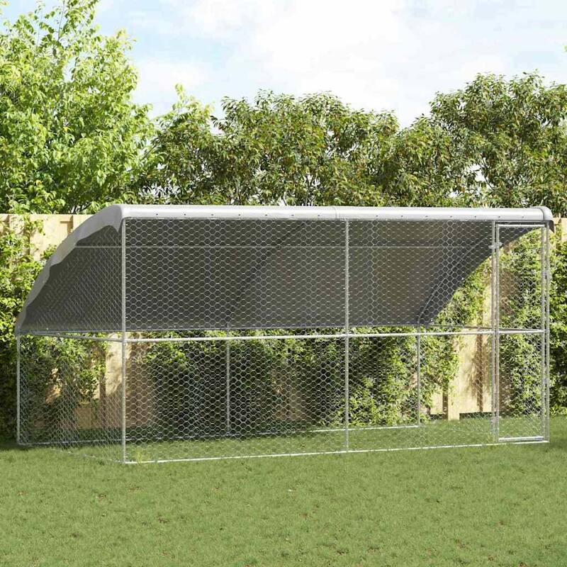 vidaXL Dog Kennel 2 pcs Silver Steel - Silver(4)