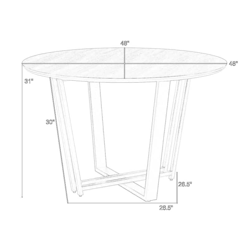 Leyne 48 Inch Round Dining Table, Stainless Steel, Black Iron, Walnut Veneer - Walnut Brown, Black, Silver