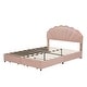preview thumbnail 5 of 5, Full Size Upholstered Smart LED Bed Frame with 2 Storage Drawers and Chic Double Petal Headboard