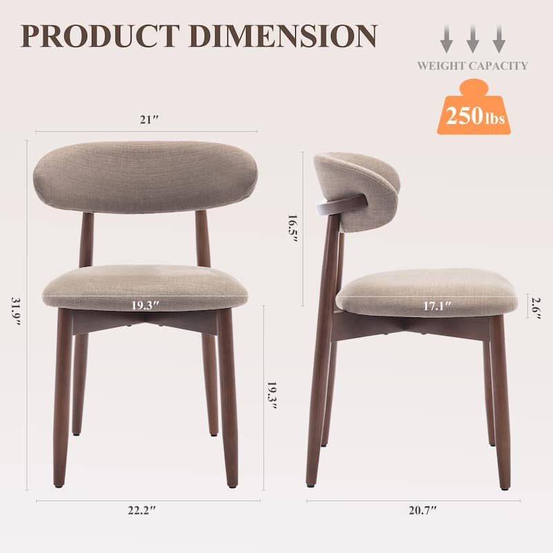 Modern Farmhouse Wooden Dining Chairs (Set of 2/4/6) – Upholstered Fabric Side Chairs with Floor Protectors