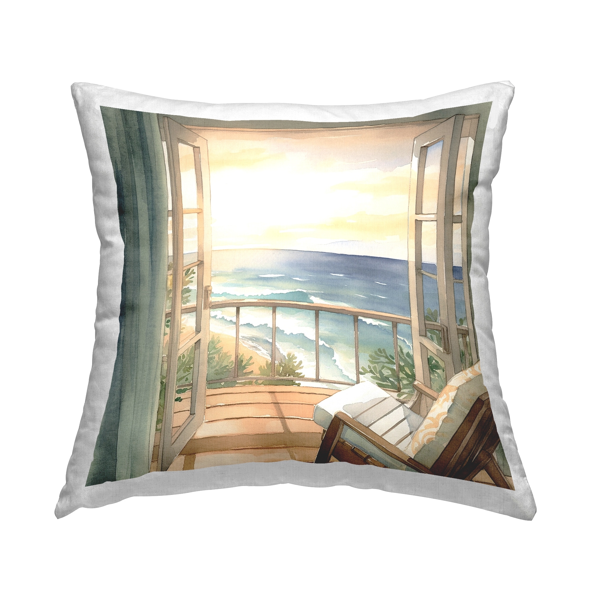 Stupell Coastal Beach Window Decorative Printed Throw Pillow Design by LSR Design Studio