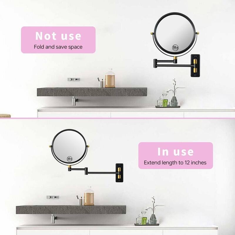 8" Wall Mounted Makeup Mirror Double Sided 1x/10x Magnification - 8''