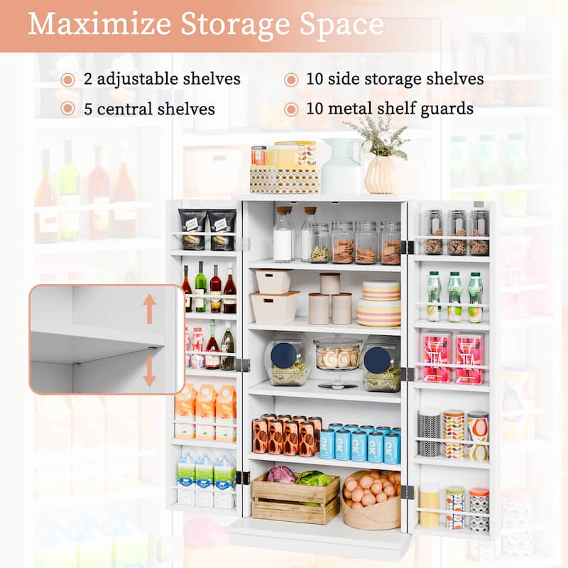 Futzca 47in Pantry Cabinet, Wooden Kitchen Storage Cabinets