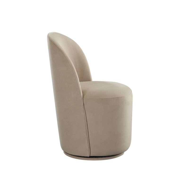 Accent Swivel Dining Chairs, Set of 2, Camel Brown Velvet, Contoured Back