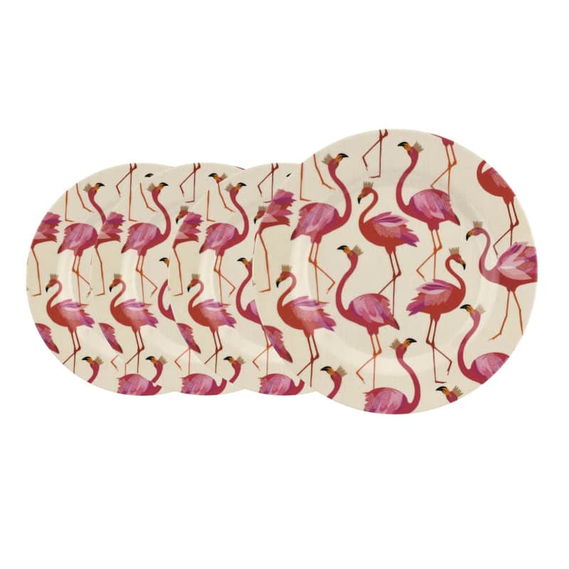 Portmeirion Set of 4 Sara Miller Flamingo Melamine Plates - 8 inch - Salad Plates