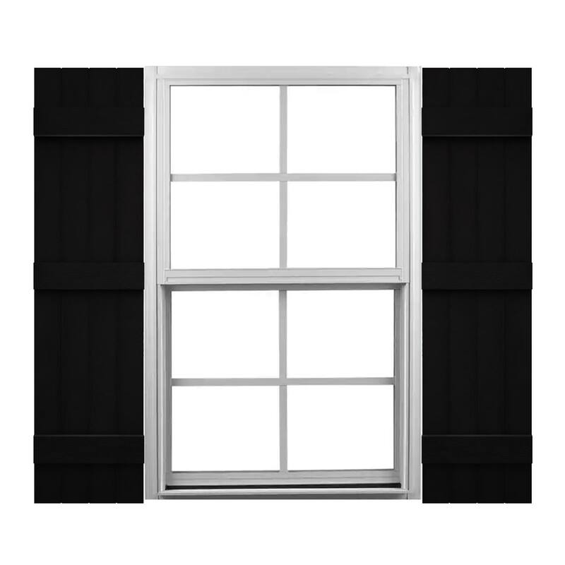 Mid-America Vinyl, Standard Size Four Board Joined Shutters - 14"W x 67"H - 002 - Black
