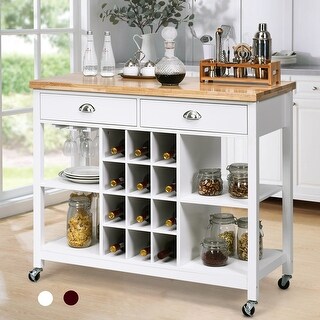 Shop Costway Rolling Kitchen Island Bar Storage Serving Cart With
