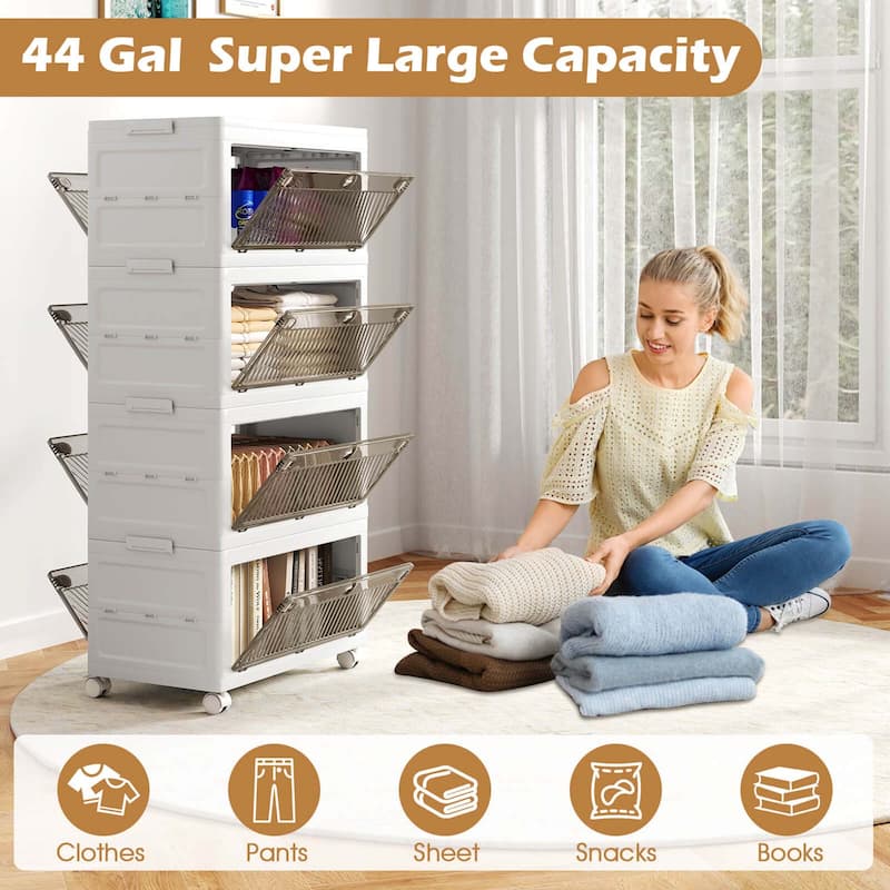 Costway 3/4-Tier Stackable Storage Bins 33-gal Collapsible Storage