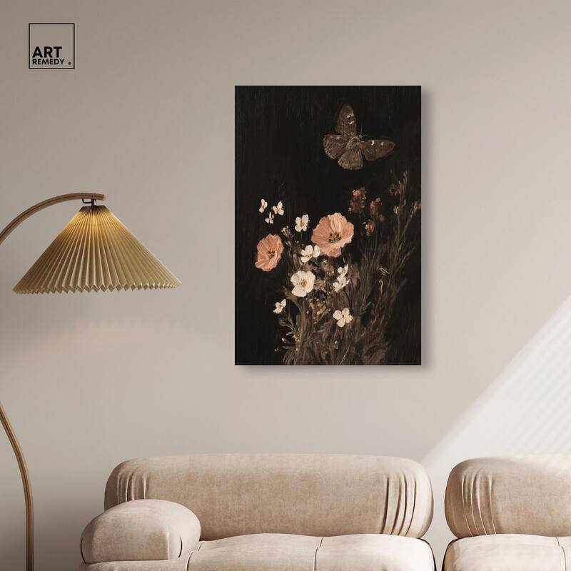 Poppy and Moth I Canvas by Art Remedy, Gallery Wrapped