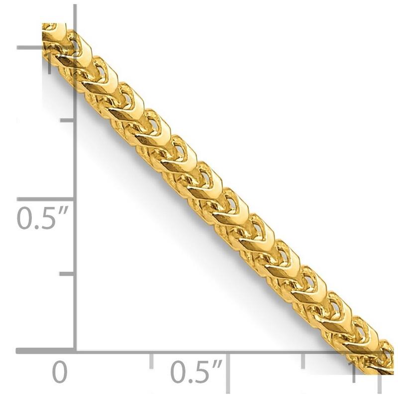 Curata 14k Yellow Gold Solid Fancy 3mm Franco Chain Anklet 9 Inch
