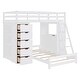preview thumbnail 5 of 7, Twin over Twin Bunk Bed with LED Light and USB Ports, Platform Bed with Storage Drawers, Wooden Bed with Desk and Ladder, White