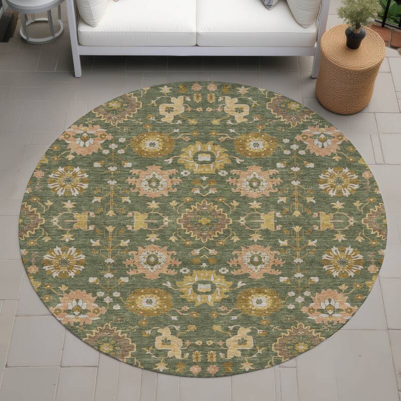 Machine Washable Indoor/ Outdoor Global Durango Chantille Rug - Olive - 8' x 8'