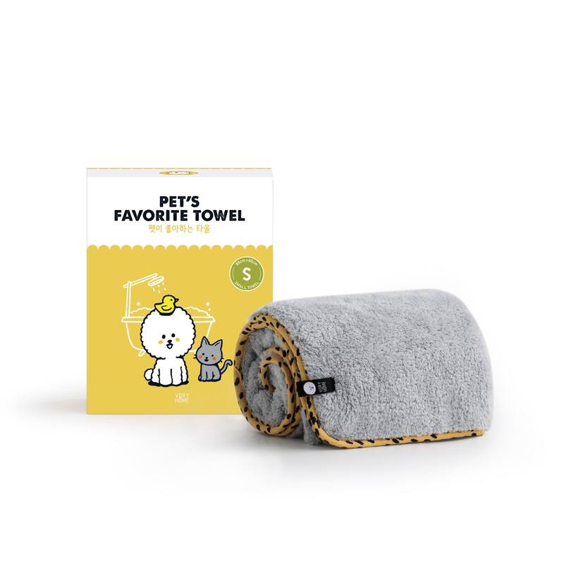 PET’S FAVORITE TOWEL, Premium High Quality Microfiber Pet Towel, Ultra-Absorbent, Quick Drying Towel, White, Made in Korea - small - Mustard