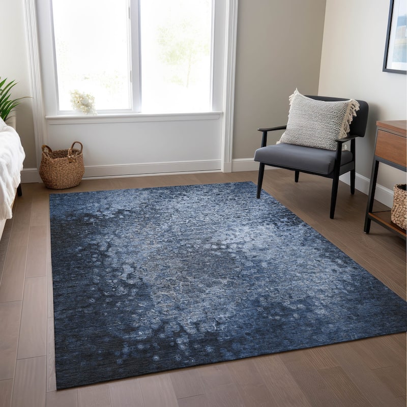 Machine Washable Indoor/ Outdoor Abstract Solid Chantille Rug
