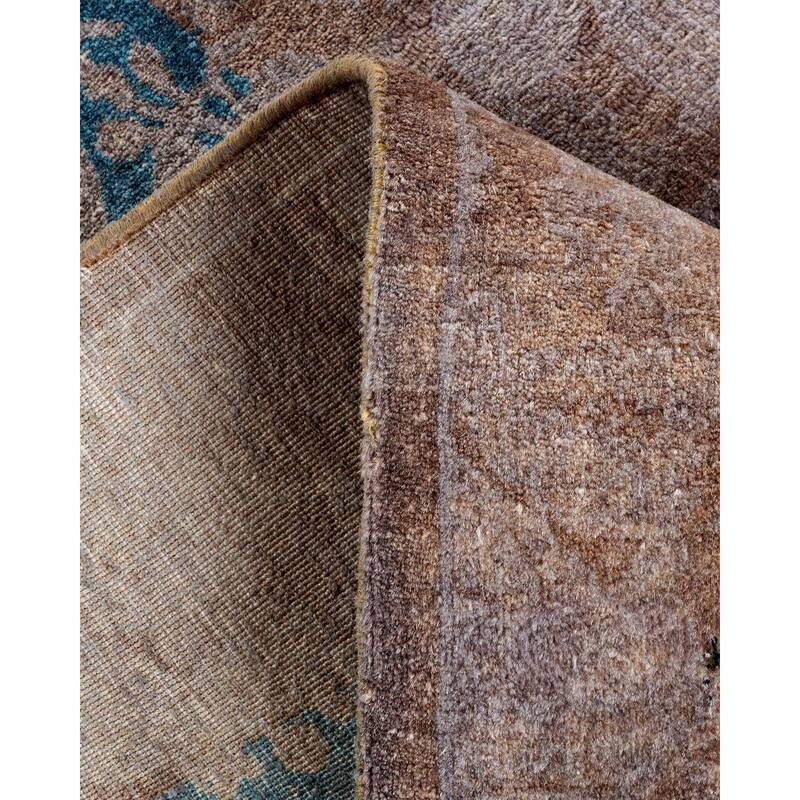 Overton Hand Knotted Wool Vintage Inspired Modern Contemporary Overdyed Brown Runner Rug - 2' 8" x 7' 10"