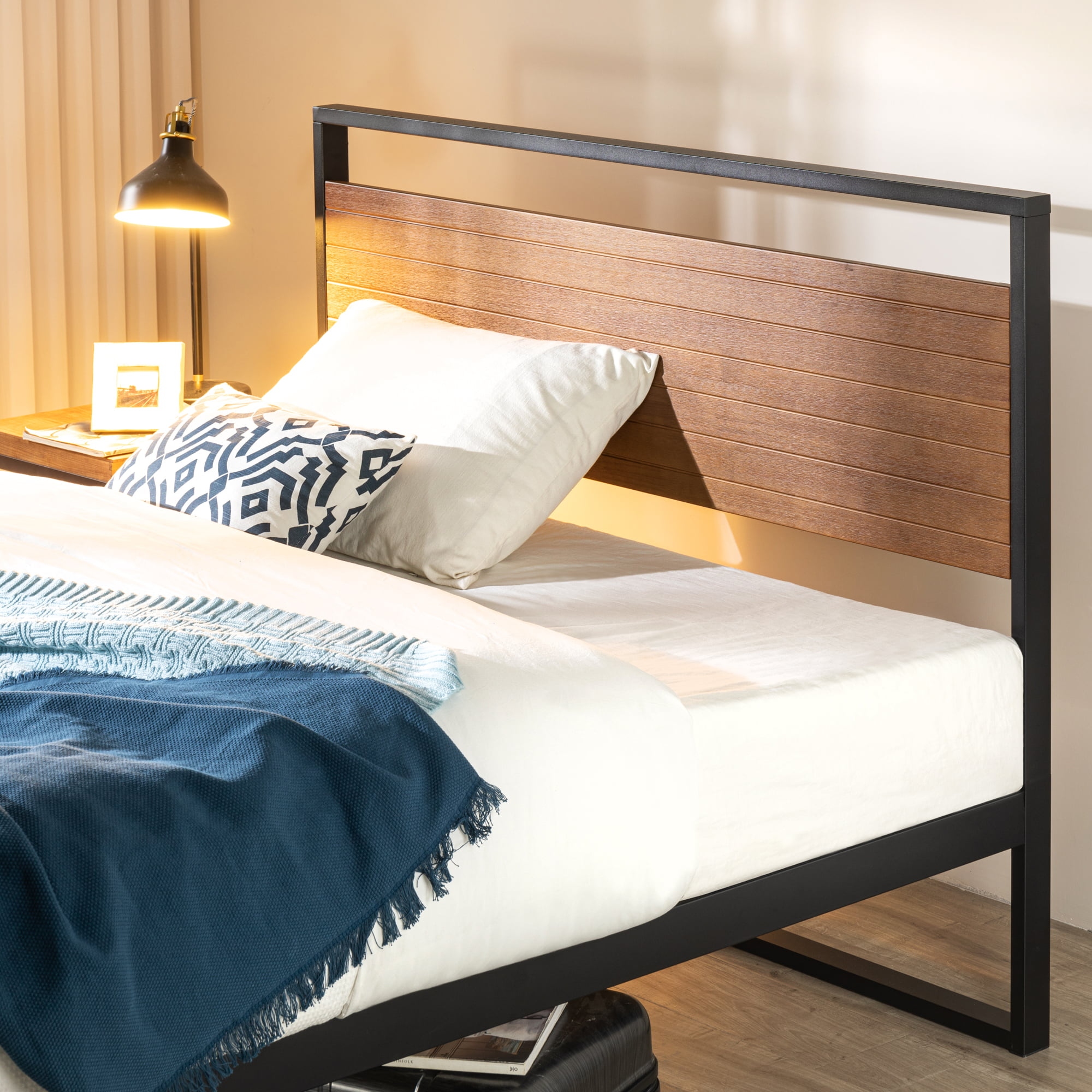 Suzanne metal and wood platform bed frame deals