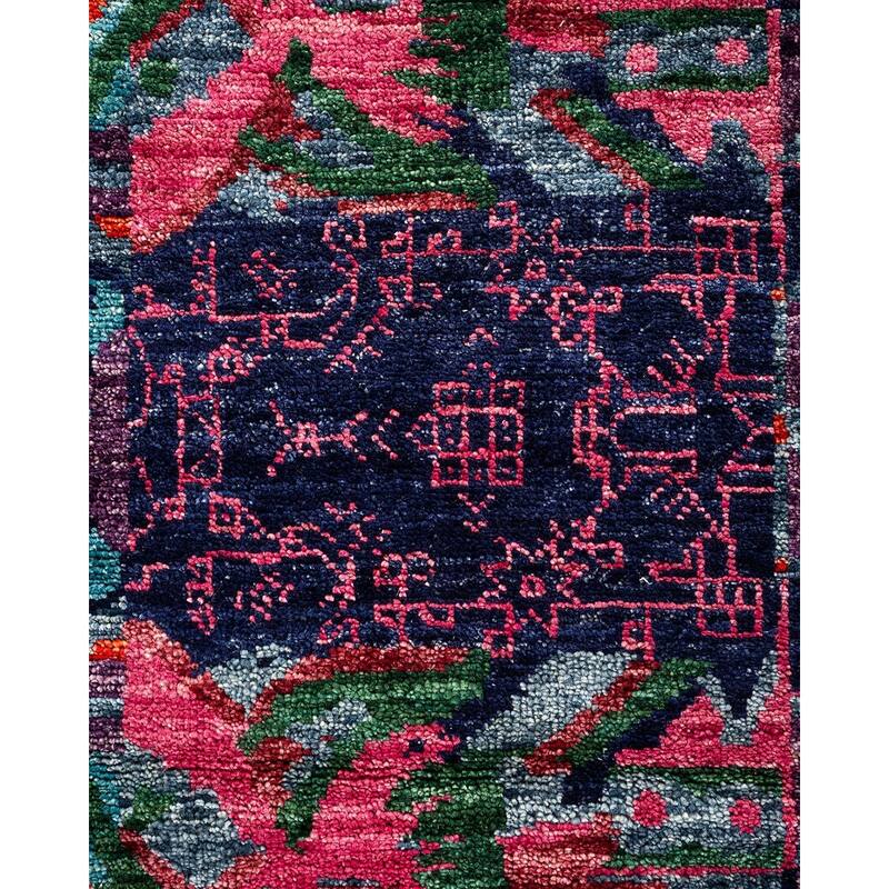 Overton Handknotted Wool Vintage Inspired Contemporary Modern Blue Area Rug - 17' 6" x 9' 10"