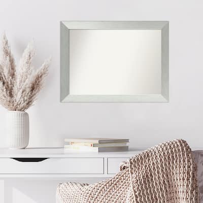 Brushed Sterling Silver Framed Non-Beveled Custom Wall Mirror, Bathroom Vanity Mirror
