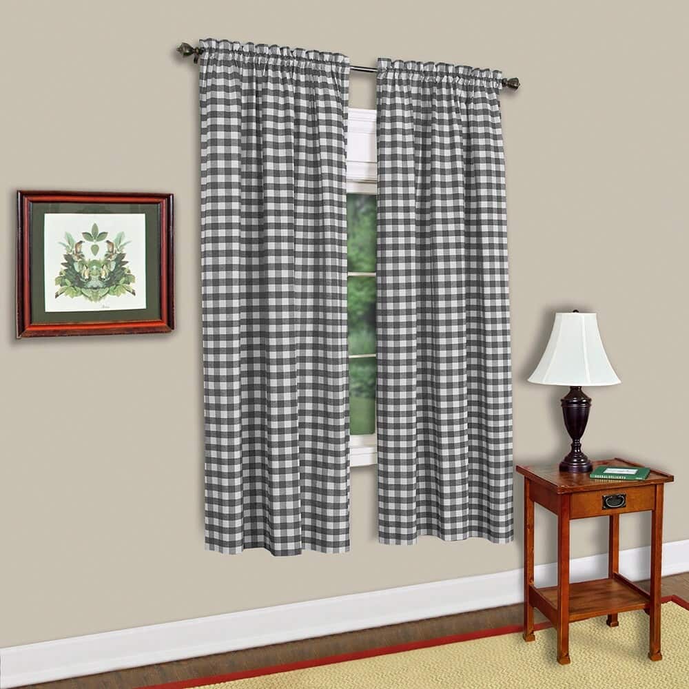 Sweet Home Collection Buffalo Check Plaid Gingham Window Single Panel Curtain - 63" Long