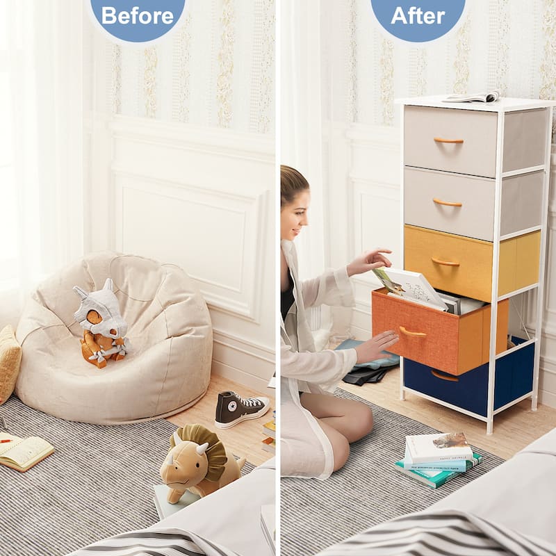 Crestlive Products Household 5-Drawer Vertical Dresser Storage Chest