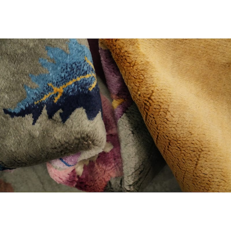 Hand Knotted Oriental 100% Wool Carpet Traditional Floral Green Art Deco Area Rug - 17' 0'' X 11' 11''