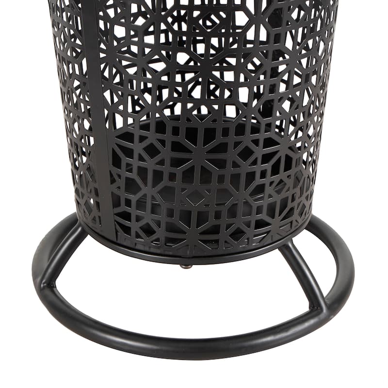 Metal Geometric Cone Shaped Umbrella Stand with Circular Ring Base - Black - Roche River Decor - 11"W x 11"L x 25"H
