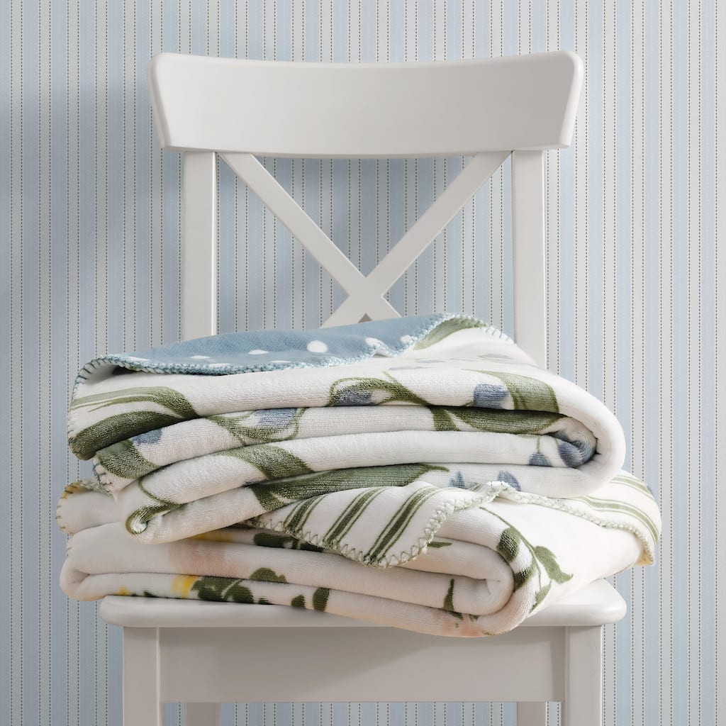 Martha Stewart Printed Reversible Plush Throw Blanket