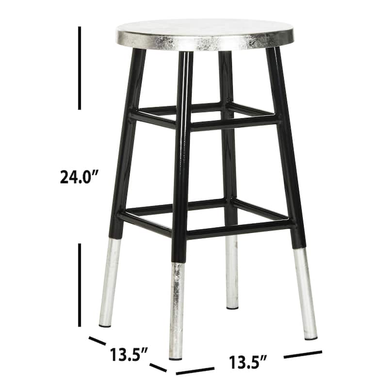 SAFAVIEH Verlene 24 Inch Silver Dipped Black / Silver Counter Stool - 13.5" x 13.5" x 24" - 14Wx14Dx24H